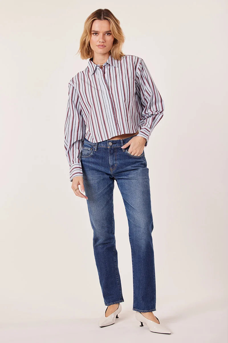 June Crop Button Up Top - Stripe