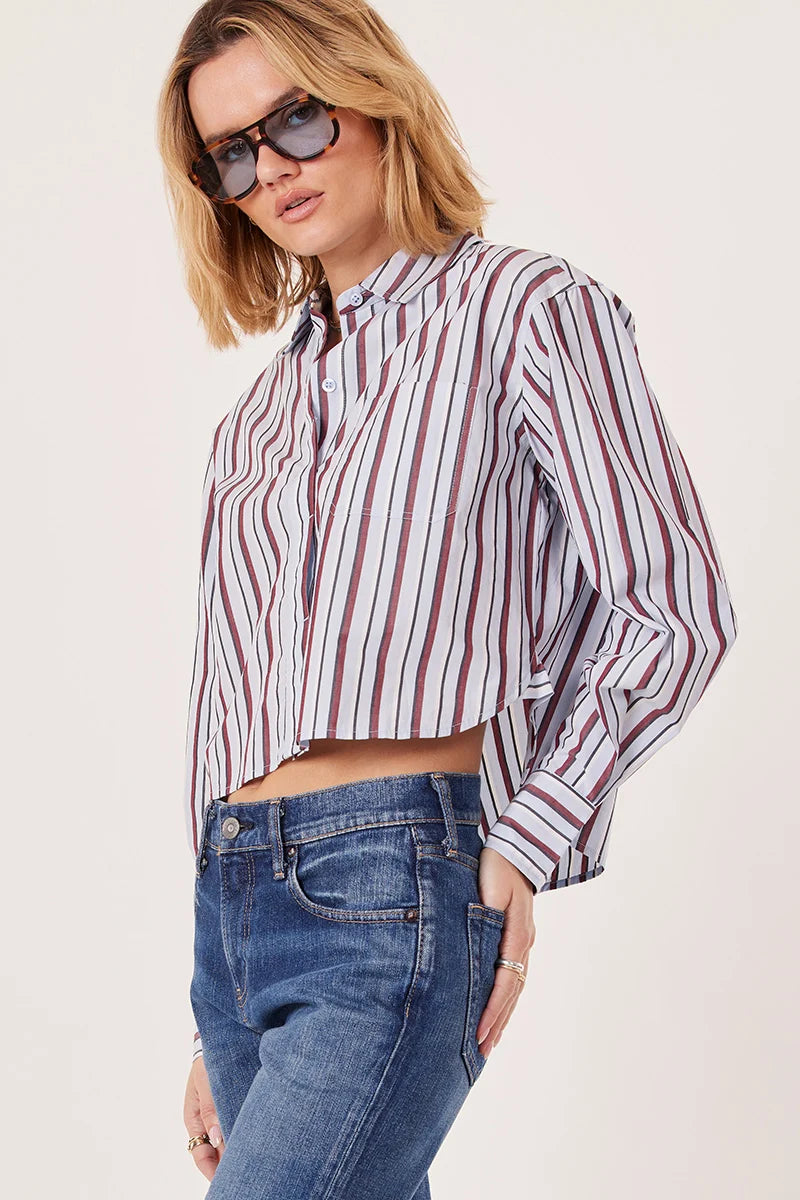 June Crop Button Up Top - Stripe