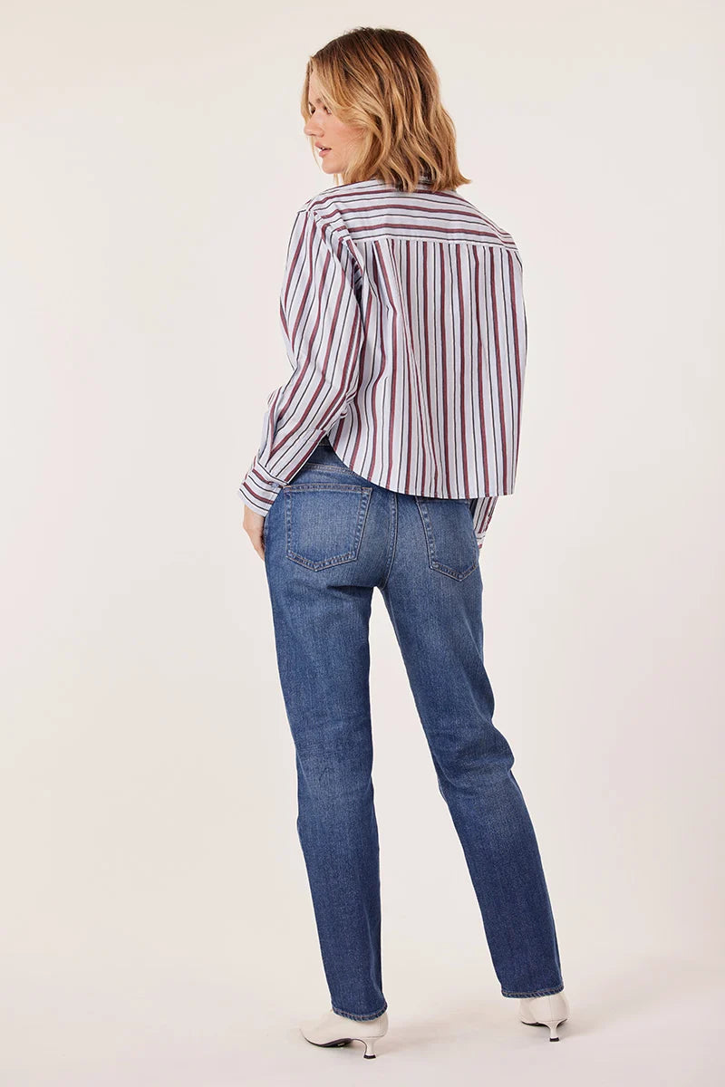 June Crop Button Up Top - Stripe