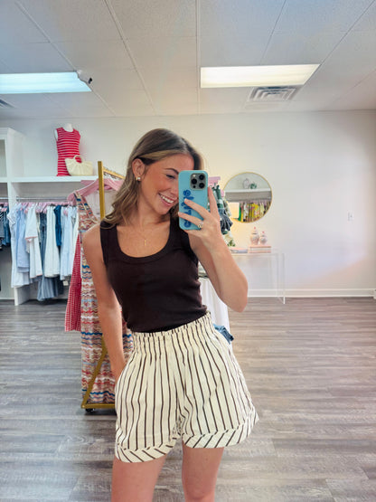 Deep Scoop Neck Tank Top - Mocha
