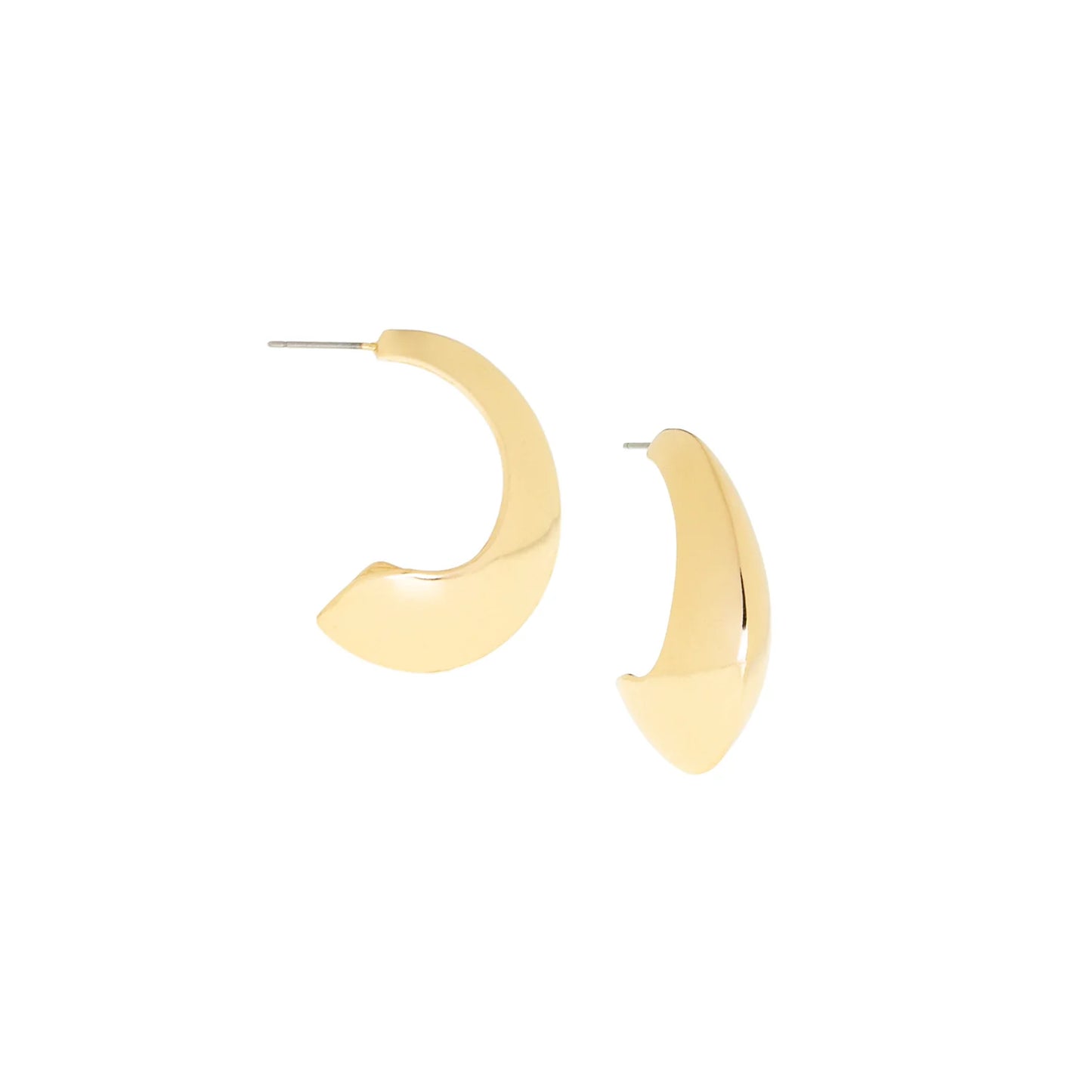 Large Elongated Dome Earring - Gold