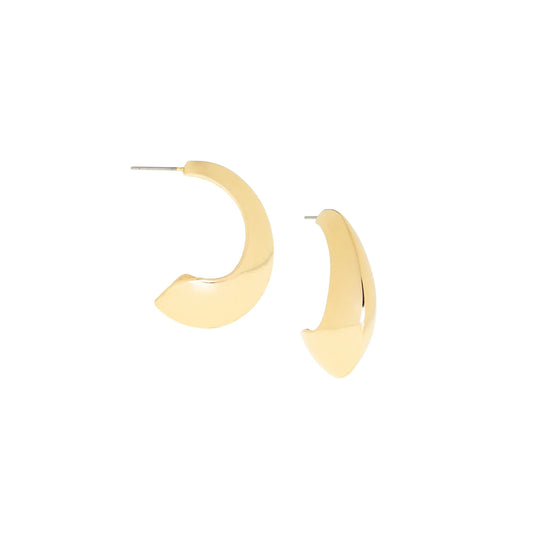 Large Elongated Dome Earring - Gold