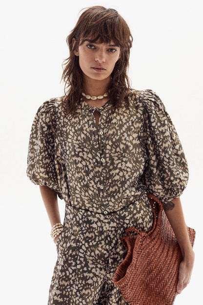 Bubble Linen Shirt - Impala Print