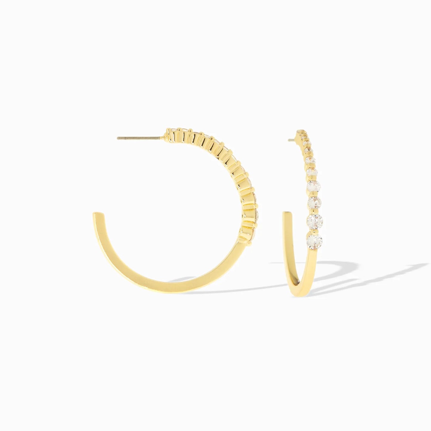 Crystal Bar Set Post Hoop Earring - Gold