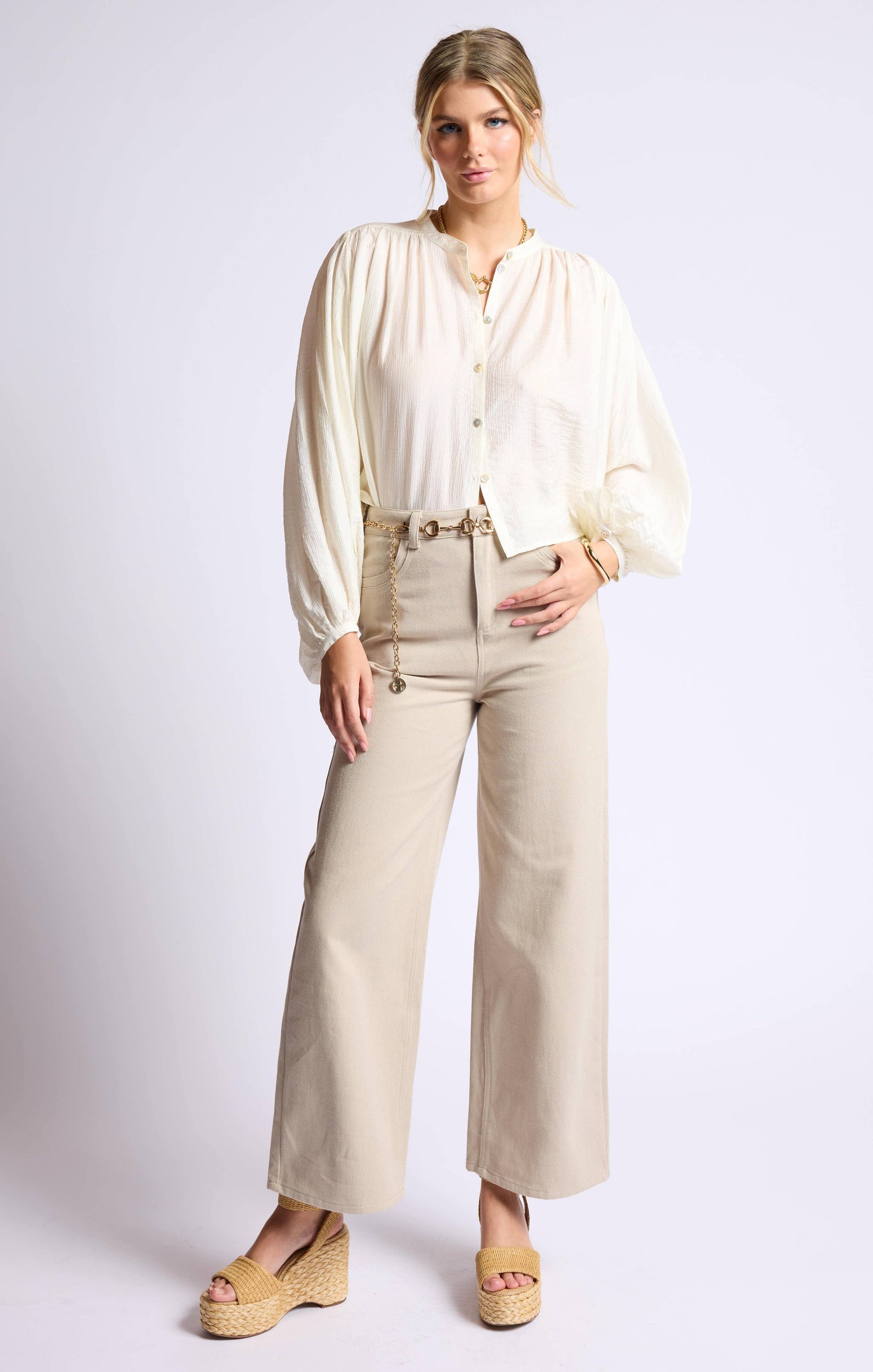 Seek Me Out Oversized Sleeve Blouse - Ivory