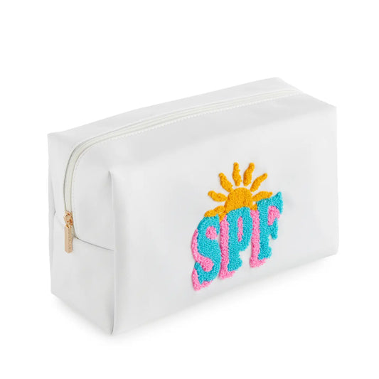 "SPF" Large Zip Pouch - White