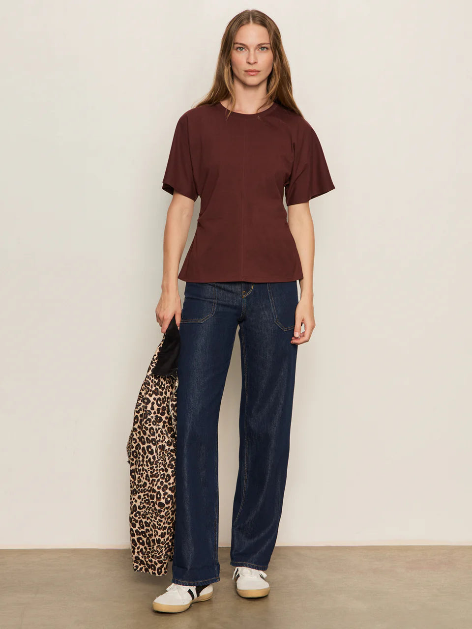 Shirred Waist Dolman Tee - Chicory