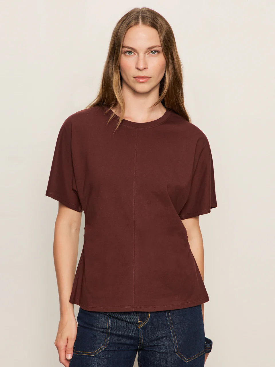 Shirred Waist Dolman Tee - Chicory