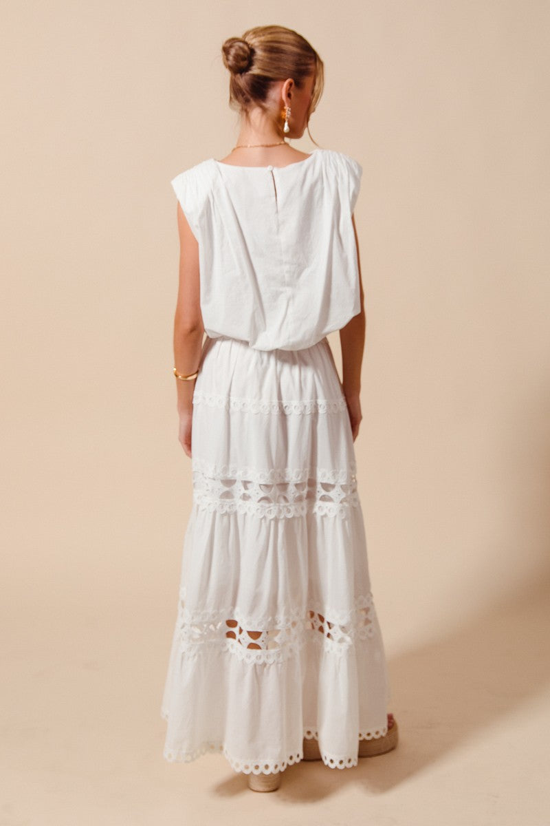 Lace Trimmed Maxi Skirt Set - Off White