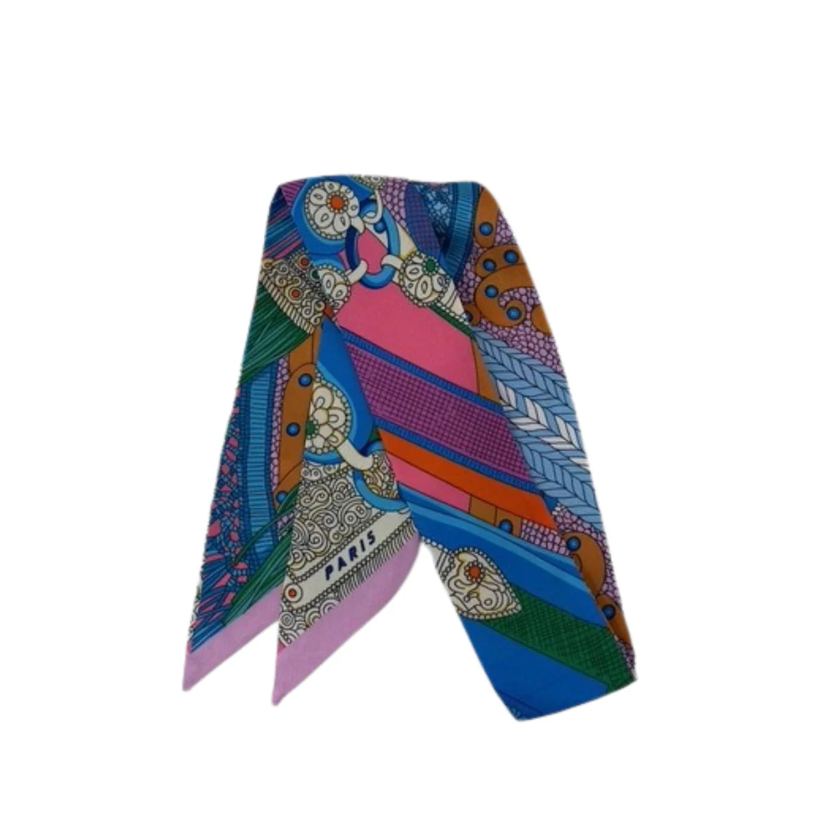 Equestrian Strap & Buckle Print Twilly Scarf - Pink