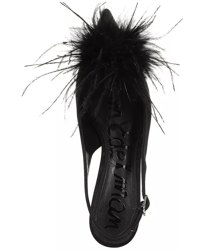 Finch Feather Slingback Pump Shoe - Black