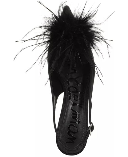 Finch Feather Slingback Pump Shoe - Black