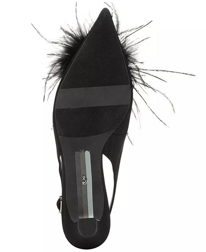 Finch Feather Slingback Pump Shoe - Black