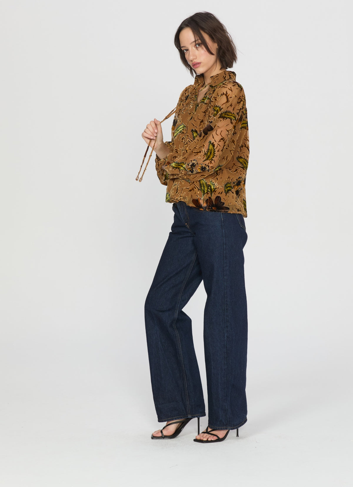 Elisa Velvet Burnout Popover Top