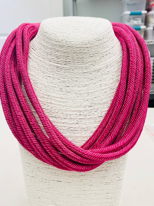Slub 8-Strand Necklace - Magenta