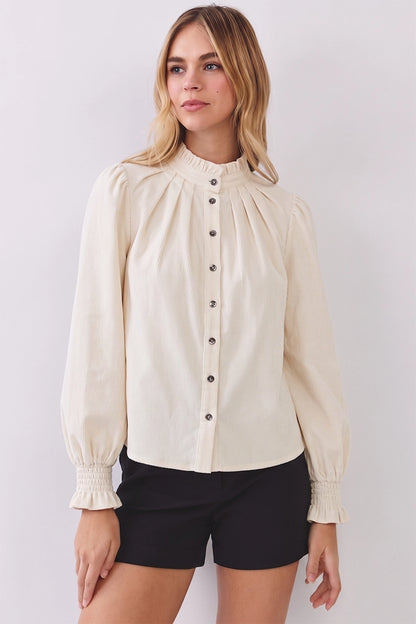Corduroy Button Down Shirt - Cream