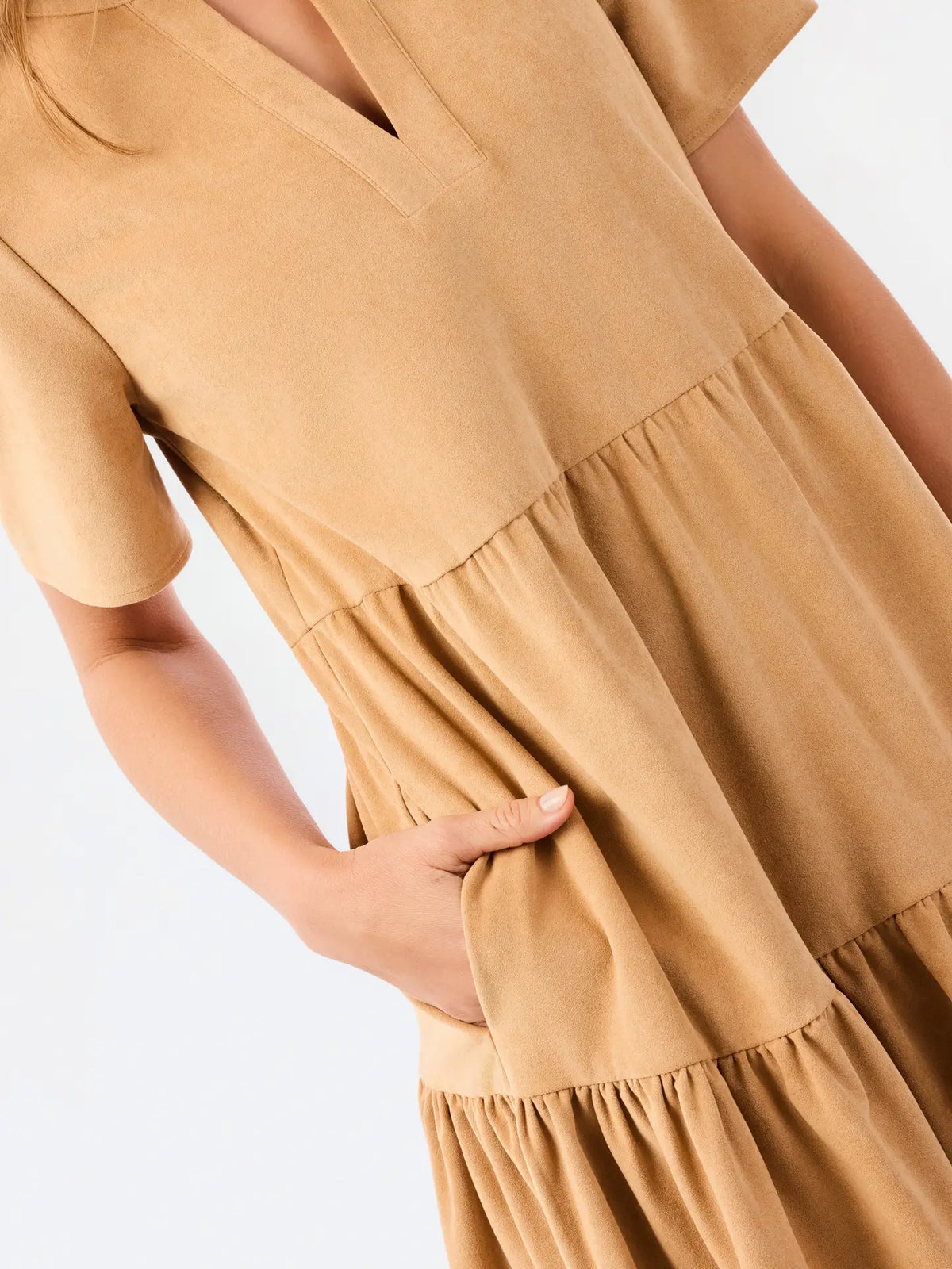 Adelyn Dress - Tan Suede