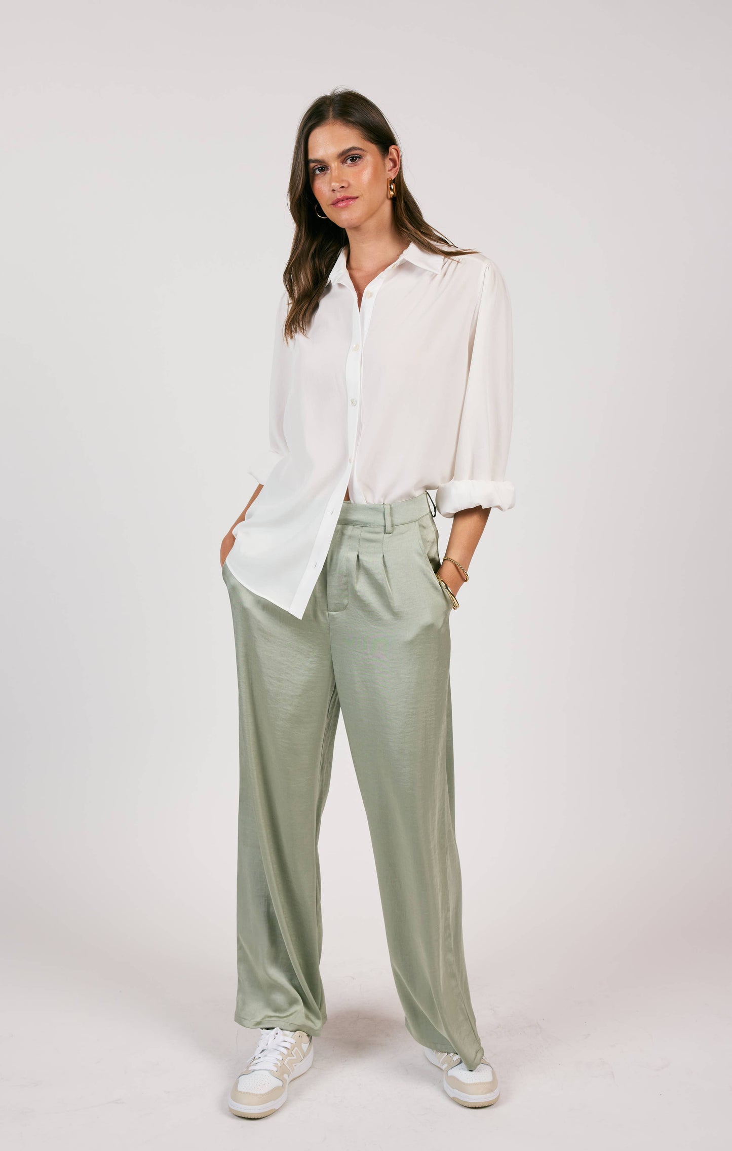 Stillness Yoked Splitcuff Buttondown Shirt - White