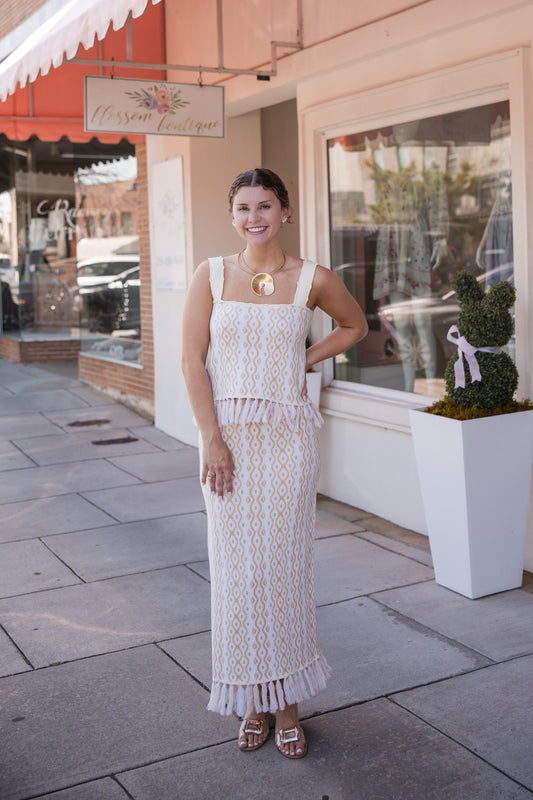 Capri Knit Skirt - Blanc Petals