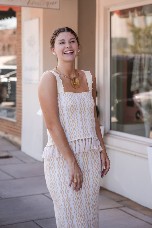 Capri Knit Tank Top - Blanc Petals