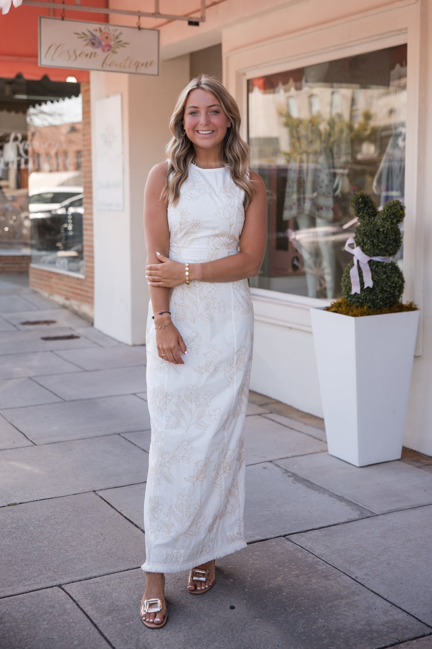 Hepburn Dress - Blanc Petals