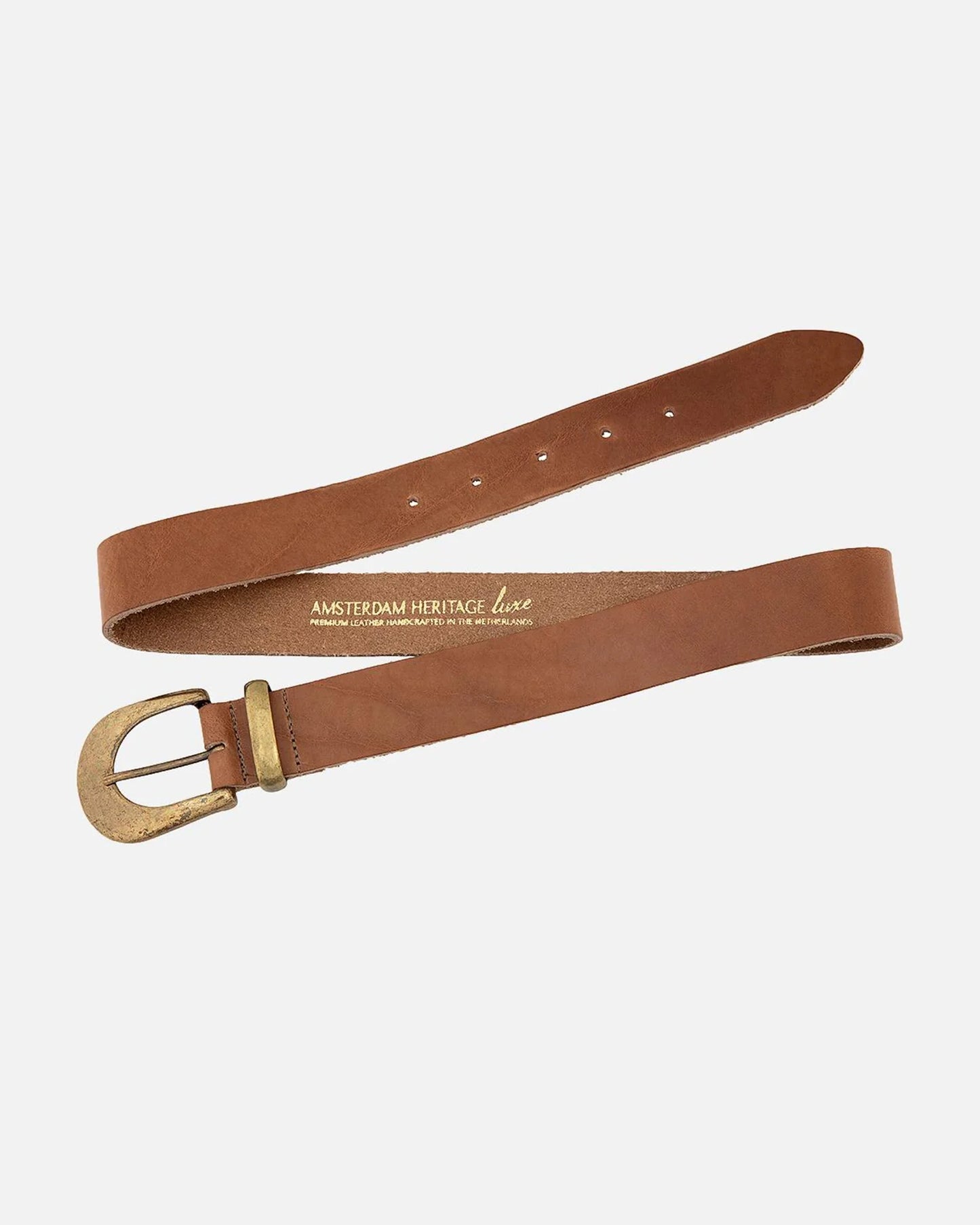 Andrea Classic Leather Belt with Gold Buckle - Taupe