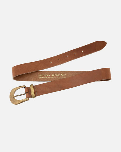 Andrea Classic Leather Belt with Gold Buckle - Taupe