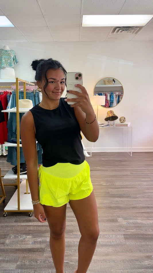 Free People Carpe Diem Short - Highlighter Yellow