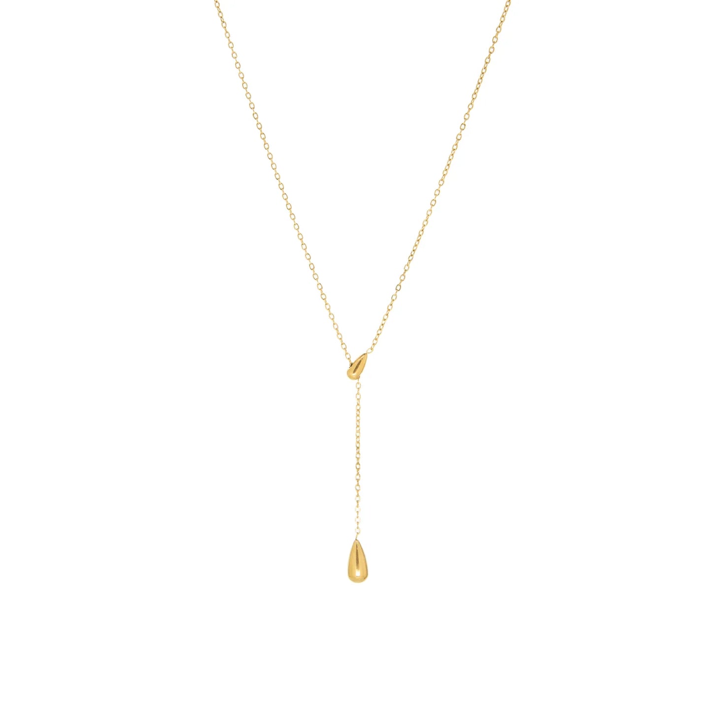 Droplet Lariat Waterproof Necklace - Gold