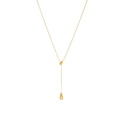 Droplet Lariat Waterproof Necklace - Gold