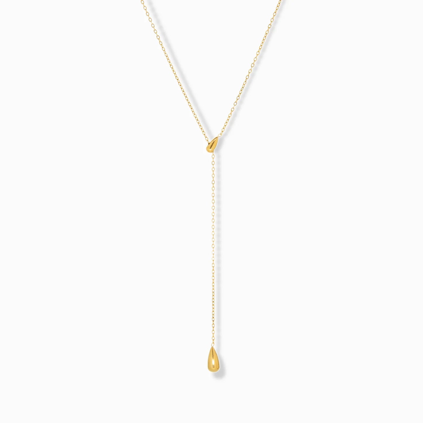 Droplet Lariat Waterproof Necklace - Gold