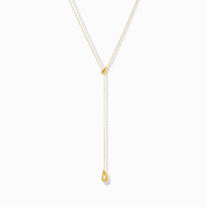 Droplet Lariat Waterproof Necklace - Gold