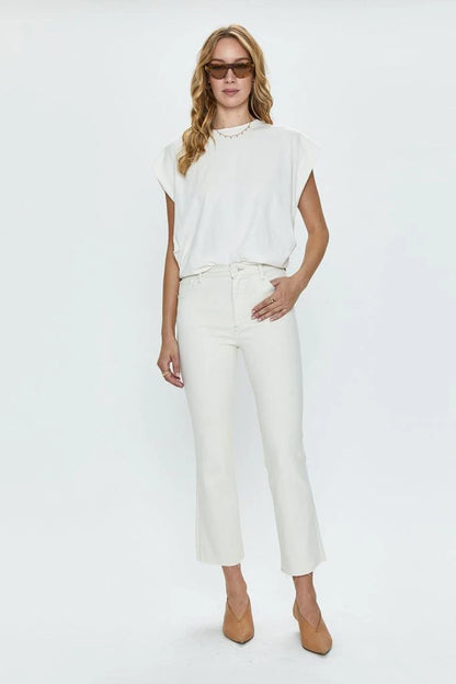 Lennon High Rise Crop Boot Jean - Sand Stone
