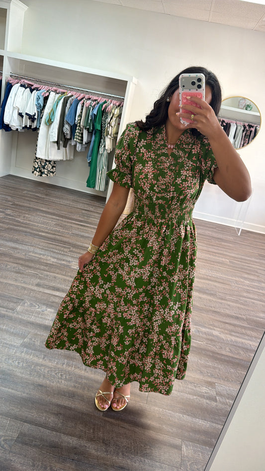 Garden Stroll Maxi Dress - Olive