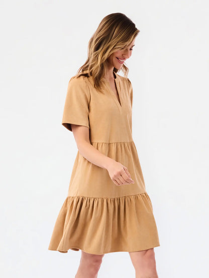 Adelyn Dress - Tan Suede