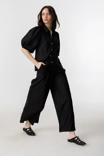 Culotte Linen Pants - Black