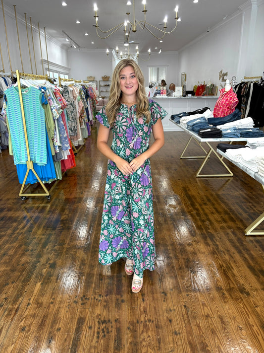 Olie Floral Dress - Green Multi