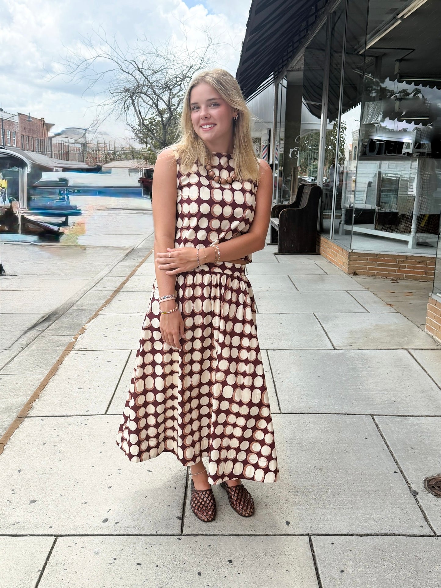 Geometric Tank Top - Brown