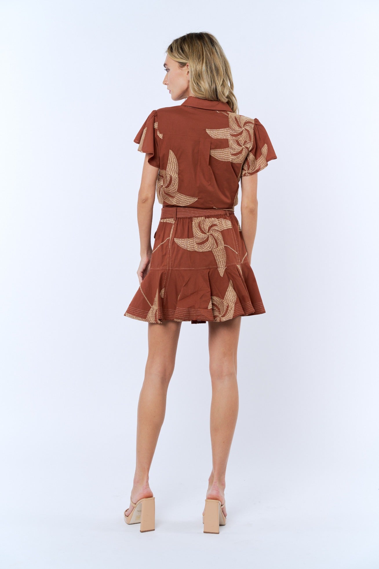Renna Button Down Front Tie Shirt