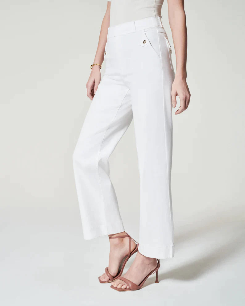 Spanx Stretch Twill Cropped Wide Leg Pant - White