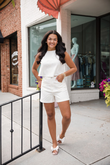 Rue Cropped Swing Shirt - Off White