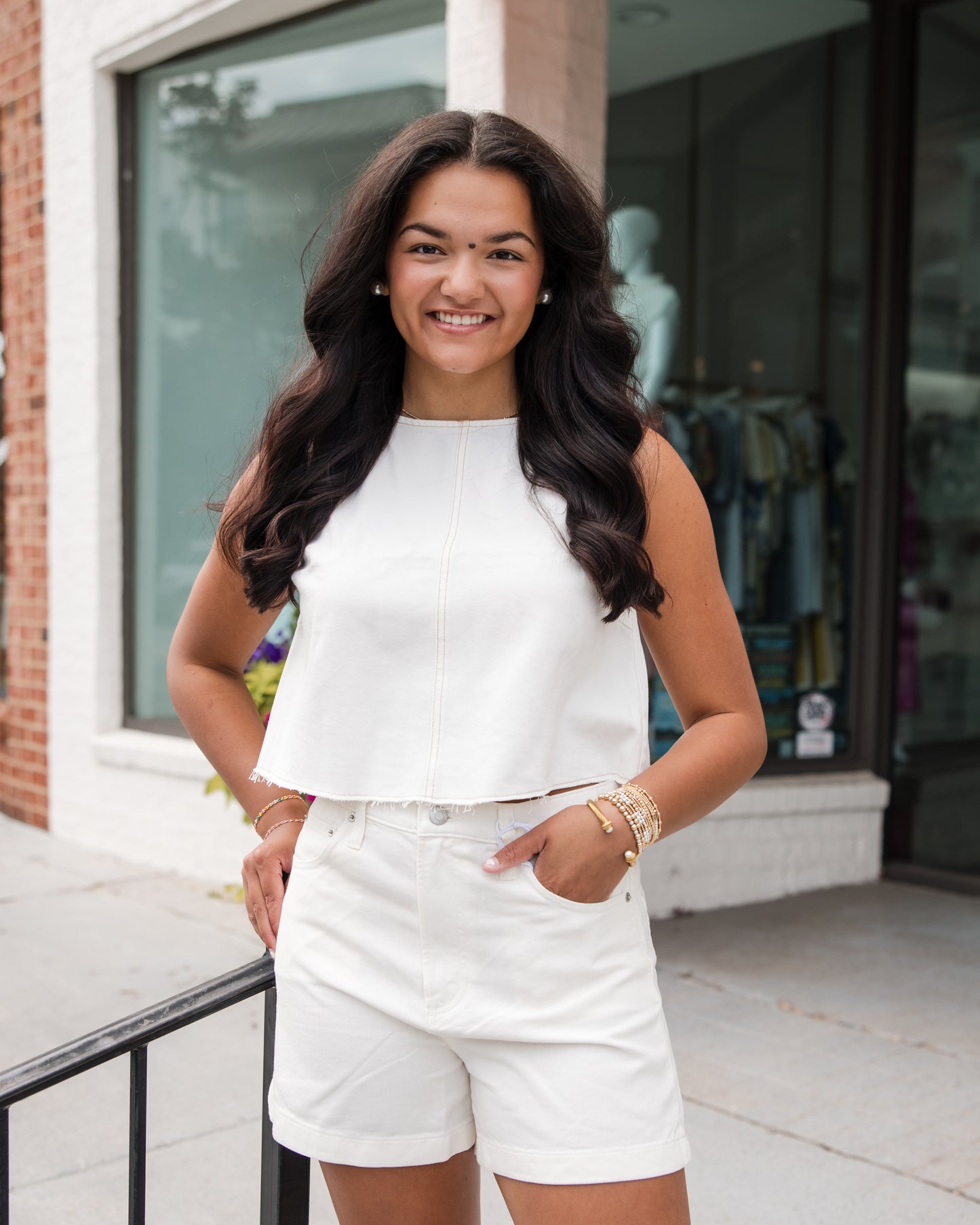 Rue Cropped Swing Shirt - Off White