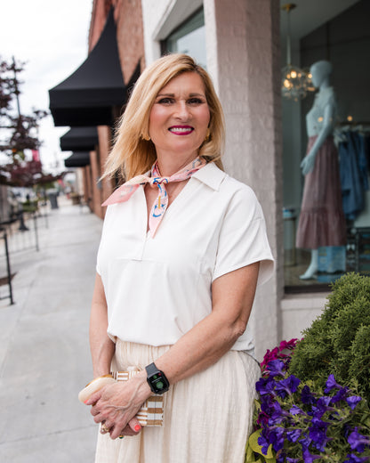 Spanx CarryOn Collared Tee Shirt - Linen Ivory