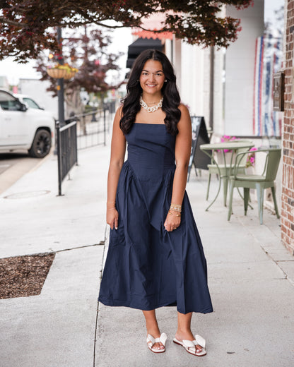 Sadee Open Back Dress - Navy Ship