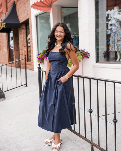 Sadee Open Back Dress - Navy Ship