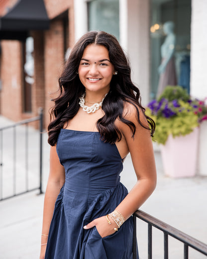 Sadee Open Back Dress - Navy Ship
