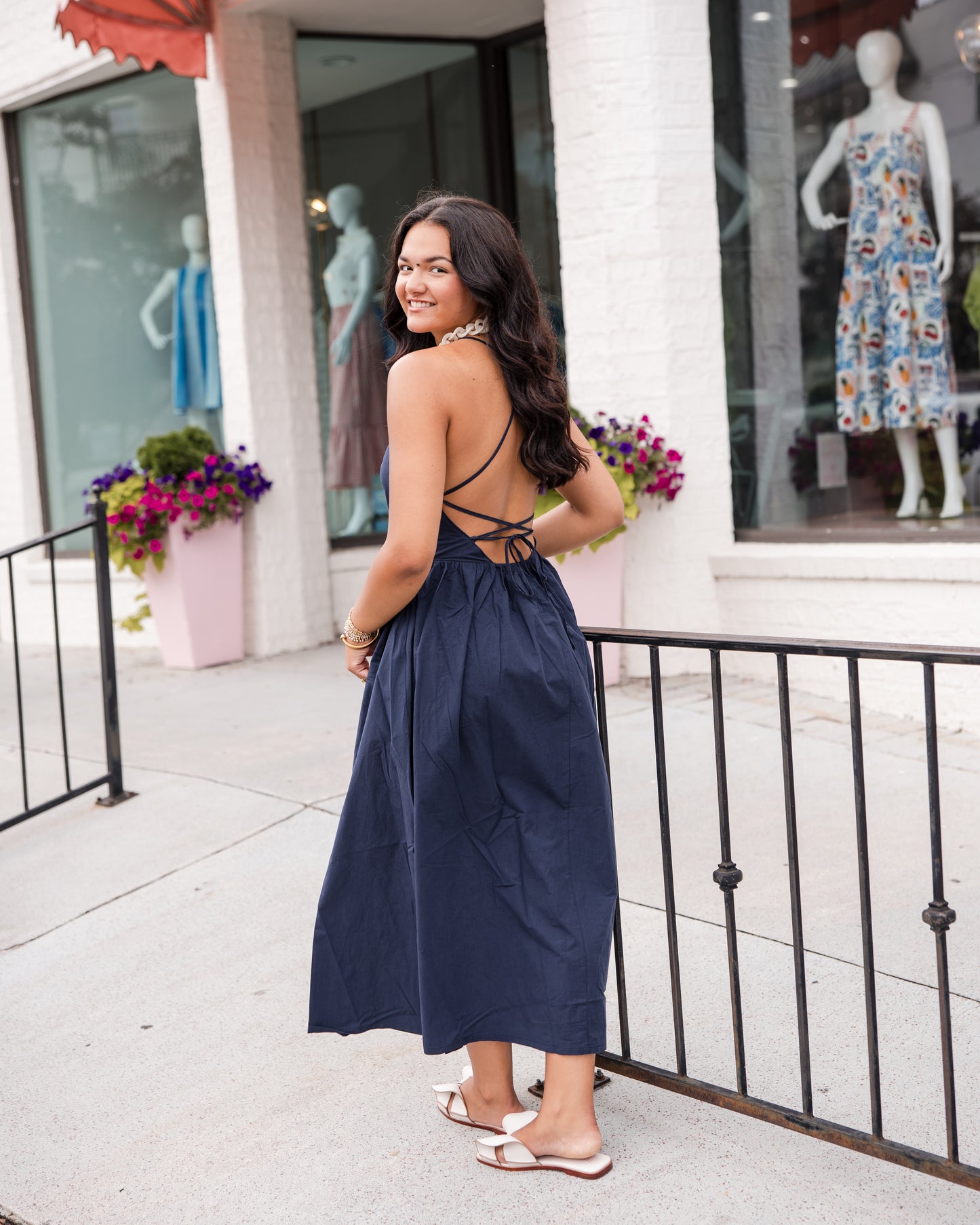 Sadee Open Back Dress - Navy Ship