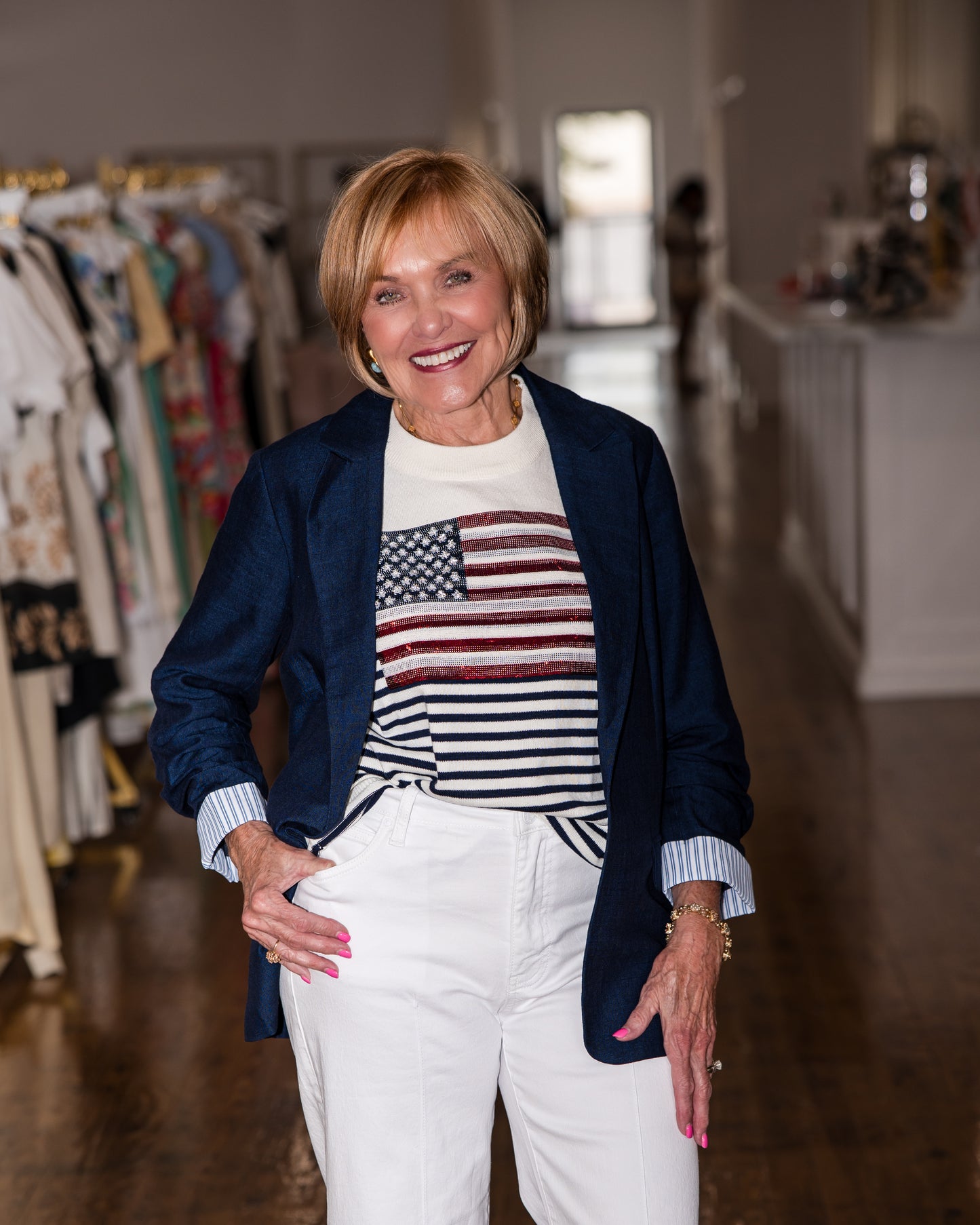 Cinched Sleeve Blazer - Navy