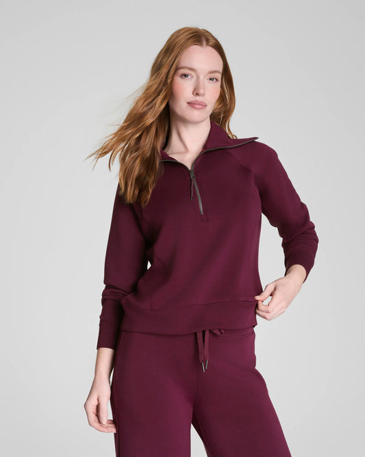 Spanx AirEssentials Half Zip Sweatshirt - Plum Berry