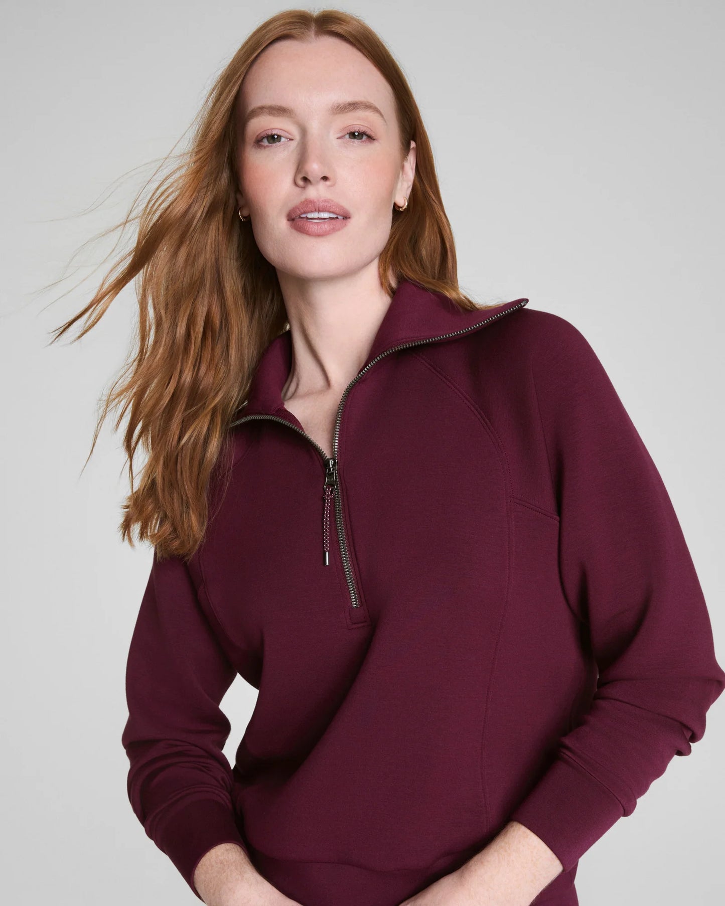 Spanx AirEssentials Half Zip Sweatshirt - Plum Berry